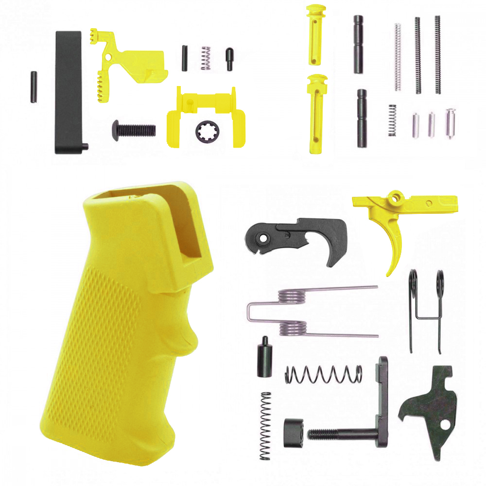 AR-15 Lower Parts Kit w/ Cerakote LEMON ZEST (SAFETY AND GRIP OPTION)